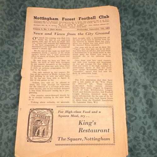 Nottingham forest programme - nottingham,