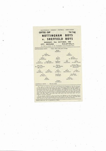 Nottingham boys sheffield - v,